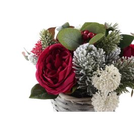 DKD Home Decor Planta de Navidad Alpina Artificial Blanco Rojo de PE, 30x30x25 cm, para Decoración Hogar (Pack de 12 Unidades)