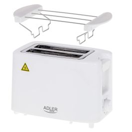 Adler ad 3223 Tostadora 2 ranuras, 900W, Blanca, 6 niveles de potencia, incluye rejilla y bandeja recogemigas, apagado automático