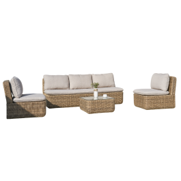 DKD Home Decor Sofá Terraza y Jardín Ratán Sintético Aluminio Marrón 215 x 75 x 90 cm Set 4 Piezas Precio: 1364.4999995. SKU: B1CTWSCYVR