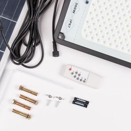 HO-MTX-300W-CW Foco Proyector LED Solar 300W Exterior Kit con Batería, Panel, Mando a Distancia y Sensor de Luz - 10h Autonomía