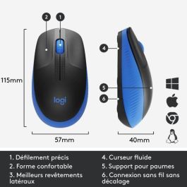 Ratón Inalámbrico Logitech M190/ Hasta 1000 DPI/ Azul