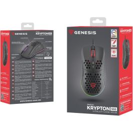 GENESIS Krypton 555 Ratón Gaming Óptico Pixart PAW3333 8000 DPI RGB Ultraligero 70g Ergonómico Mano Derecha USB