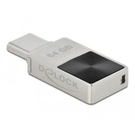 DeLOCK Mini USB-C 3.2 Gen 1 de 64GB Lápiz de Memoria Carcasa Metálica Plata, 90 MB/s Lectura