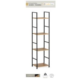 Confortime Estanteria 4 Niveles Metal-Madera Negra 117 cm Ancho x 24 cm Largo x 5 cm Alto