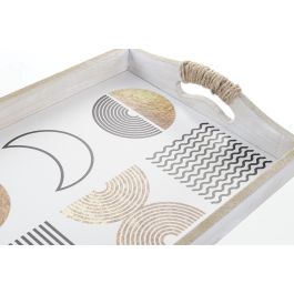 DKD Home Decor Bandeja Glam Negro Dorado MDF Set de 2 Unidades 30 x 6 x 40 cm