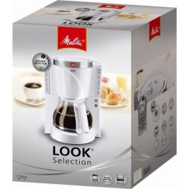 Melitta 1011-03 Cafetera Look IV Selection. AromaSelector, calentamiento programable (20-60 min), filtro giratorio, anti-goteo. Blanco / Acero cepillado