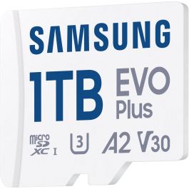 Samsung Tarjeta de Memoria EVO Plus 1TB microSDXC con Adaptador, Clase 10 U3 V30 A2, 160MB/s Lectura - MB-MC1T0SA/EU