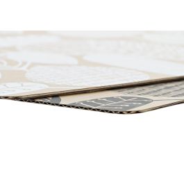 DKD Home Decor Individuales Básicos de Cartón con Poliéster Negro Blanco Diseño Hojas 30x43 cm (12 Unidades)