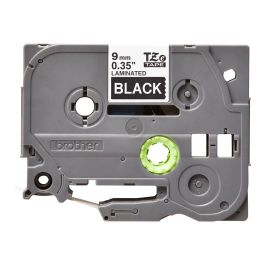 Brother TZe-325 Cinta de Etiquetar Blanca sobre Negra - Ancho 9mm