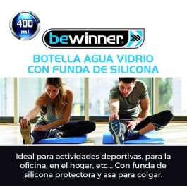 Botella de agua Prx 400 ml vidrio/silicona - Bewin por Inde (24 Unidades) Botella de agua Prx 400 ml vidrio/silicona - Bewin por Inde (24 Unidades)