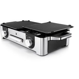 WMF 0415280011 Lono Master - Grill Eléctrico de Mesa 2400W, Superficie 280x500mm, Acero Inoxidable, Antiadherente