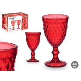 Vivalto Copa Diamante Roja 330 ml - Elegante Vaso de Vidrio 8.8x16.8x8.8 cm para Bebidas (Set de 24) Precio: 36.49999969. SKU: B1GYNCK3CM