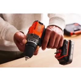 Black + Decker Taladro Atornillador Inalámbrico 18V BCD382D2XK-QW con 2 Baterías 2Ah y Cargador, Incluye Estuche de Transporte
