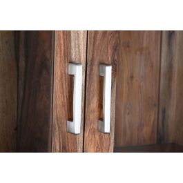 DKD Home Decor Vitrina Marron Natural 42 x 190 x 100 cm Sheesham Cristal Hecho a Mano 3 Cajones 3 Puertas 1 Estanteria