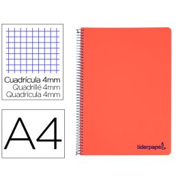 Cuaderno Espiral Liderpapel A4 Wonder Tapa Plastico 80H 90 gr Cuadro 4 mm Con Margen Color Rojo 5 unidades