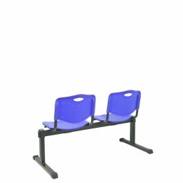 Piqueras y Crespo Bancada de Espera Iso 2 Plazas Asiento y Respaldo PVC Azul, Estructura Hierro Negro, Ergonómica, Fácil Limpieza