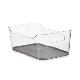 Kinvara Organizador con Antideslizante 24.5 cm Ancho x 10.5 cm Alto x 17 cm Largo Plástico Reciclado Gris/Transparente (Set de 12)