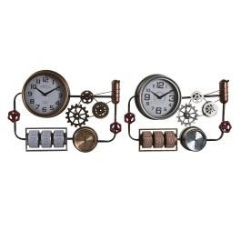 DKD Home Decor Reloj de Pared Vintage Dorado y Plateado de Hierro y Cristal - Dimensiones: Ancho 52.5 cm, Alto 39.5 cm, Fondo 9 cm - Pack 2 Unidades Precio: 119.50000051. SKU: S3044952