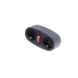 CHACON 16A Toma biplite con interruptor antracita CHACON 16A Toma biplite con interruptor antracita