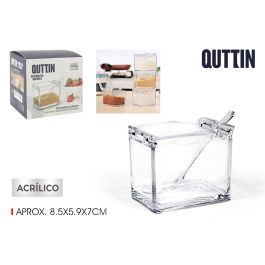 Quttin Azucarero Rectangular con Cuchara – Plástico PS – 8,5 cm Largo x 5,9 cm Ancho x 7 cm Alto (24 Unidades)