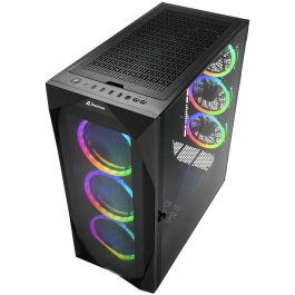 Sharkoon REV300 Torre Gaming E-ATX de Alto Rendimiento con 7 Ventiladores PWM, Panel Frontal Rejilla y Cristal Templado Negro