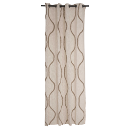 DKD Home Decor Cortina de Salón Boho de Algodón Beige 260 cm Alto x 140 cm Ancho con 8 Anillas (Pack de 2)