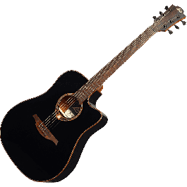 LAG Guitarra Acústica Dreadnought Cutaway Tramontane 118 A/E Electroacústica Negra Brillante