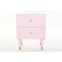 DKD Home Decor Mesita de Noche Moderna Rosa Palo 42 x 65 x 52 cm con 2 Cajones
