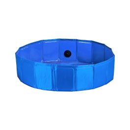 Mascow Piscina para Perro de Poliéster, 120x30 cm, Antideslizante, Plegable con Válvula de Vaciado, Azul (4 Unidades)