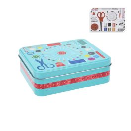 Elegance Kit de Costura en Caja de Metal con Tijeras, Hilos, Agujas, Botones y Más