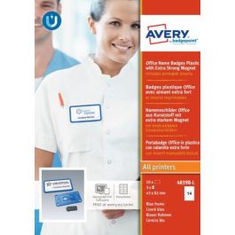 Avery 4839B-L Caja 10 Portanombres Placa Identificativa Azul Con Imán Extra Fuerte 37x75 mm