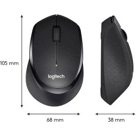 Logitech M330 Silent Plus Ratón Óptico Inalámbrico Silencioso, 1000 dpi, USB 2.4GHz, Ergonómico, 24 Meses Batería, Negro