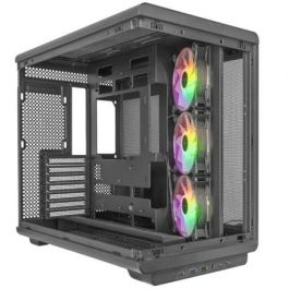 Mars Gaming MC-REV Caja Torre Gaming con Flujo de Aire Invertido, 3x Ventiladores ARGB y Doble Cristal Templado, Soporte GPU Vertical, ATX