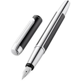 Pelikan PURA P40 Pluma Estilográfica Anthrazit de Aluminio y Acero Satinado con Sistema de Carga por Cartucho, en Caja de Regalo