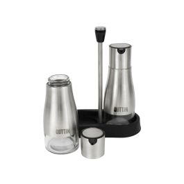Quttin Set de 2 Aceiteras de Acero Inoxidable con Soporte - 18x9.5x23 cm, 320 ml (12 Unidades)