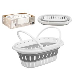 Arte Regal Cesto Oval Plegable con Asas 59x39x8 cm - Blanco/Gris (6 Unidades) Precio: 74.50000008. SKU: B1B3RM46ZT