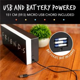 PALADONE Lámpara Logo Friends 12x30cm - Luz Decorativa USB/Pilas para Mesa o Pared