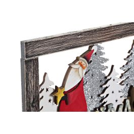 DKD Home Decor Decoración Pared Navidad Tradicional Cuadro Papa Noel Regalos Madera Cuerda Blanco Rojo 36x20x1.5 cm (2 Unidades)