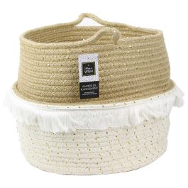 Home Deco Factory Juego de 3 Cestas Thai con Flecos Decoración Hogar Mirage