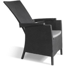 VERMONT Sillón multiposición en resina tejida de ratán - Gris VERMONT Sillón multiposición en resina tejida de ratán - Gris