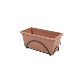 Jardinera con plato integrado 40x24cm + soporte metalico. color terracota Precio: 8.79000023. SKU: S7907618