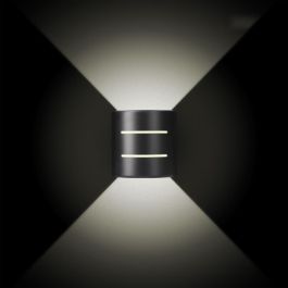 Edm Aplique LED Ovalado con Rayas 6W 516LM 4000K Luz Día IP54 12x12x6cm