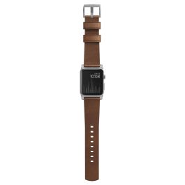 Nomad NM1A4RSM00 Correa Moderna de Cuero Marrón con Hebilla Plateada de Acero Inoxidable para Apple Watch (Series Sport/Edition/Estándar, 46/49mm)