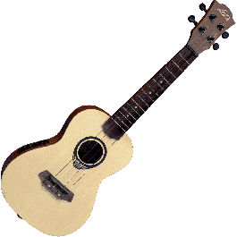 LAG Ukelele Tiki Uku Concierto Electro Acústico con Tapa de Abeto Macizo y Fondo Sapelli