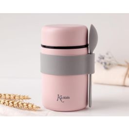 Termo Papillero De Acero Inoxidable 500 mL Con Cuchara Rosa Termo Papillero De Acero Inoxidable 500 mL Con Cuchara Rosa