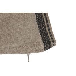 DKD Home Decor Cojín Tradicional de Lino Natural Negro 50 x 50 cm (2 Unidades)