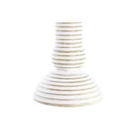 DKD Home Decor Set 2 Portavelas Indio 15 x 15 x 53 cm Natural Blanco Mango Hierro