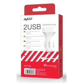 AVANT CONNECT Cargador de Coche 2 Puertos 2.4A USB + Cable Lightning para iPhone - Modelo AVANT