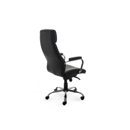 Rocada Silla de Dirección Ergonómica Simil Piel con Brazos Metálicos, Sistema Basculante, Uso Intensivo, Negra, 120x54x54 cm