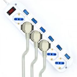 Ewent EW3932-5M Limitador de Tensión Blanco 6 Salidas AC Tipo F, 3500W, Cable 5m, Interruptor y Montaje en Pared